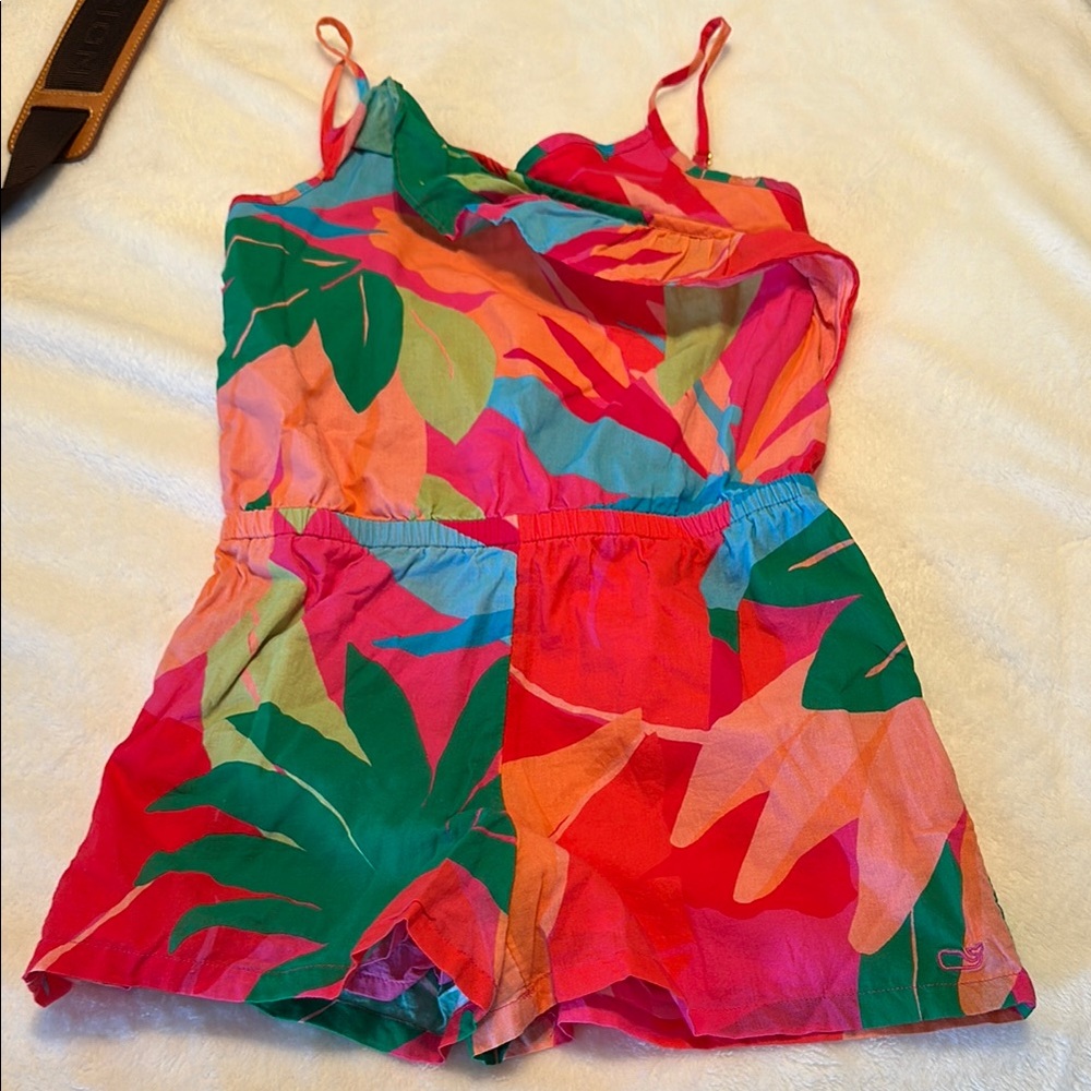 Vineyard vines Colorful Leaf Print Kids Romper